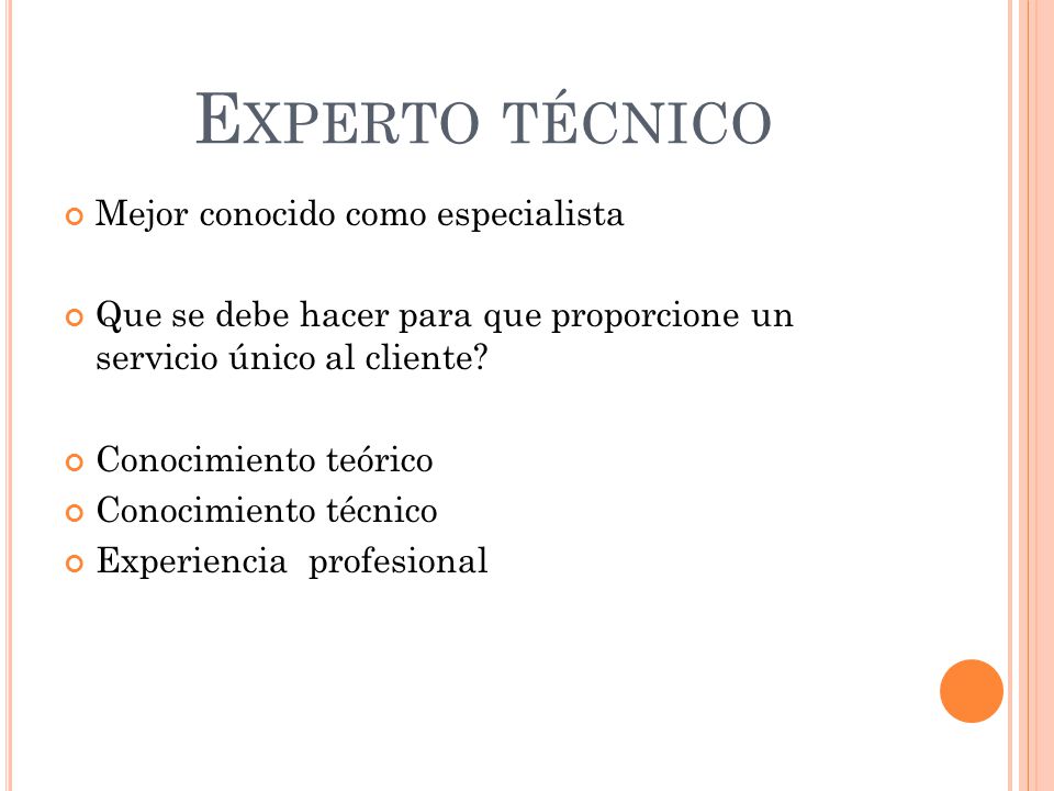 Experto técnico Mejor conocido como especialista