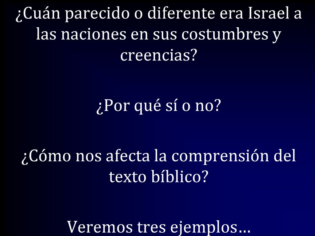 ¿Cuán parecido o diferente era Israel a las naciones en sus costumbres y creencias.
