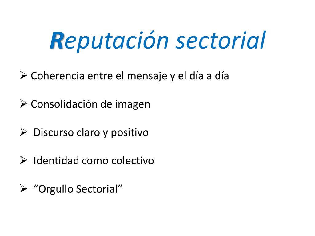 Reputación sectorial Coherencia entre el mensaje y el día a día