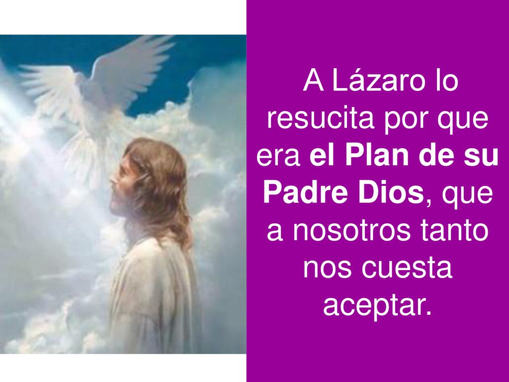 A Lázaro lo resucita por que era el Plan de su Padre Dios, que a nosotros tanto nos cuesta aceptar.