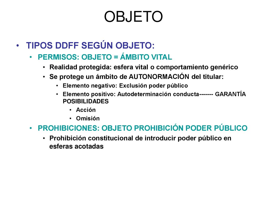 OBJETO TIPOS DDFF SEGÚN OBJETO: PERMISOS: OBJETO = ÁMBITO VITAL