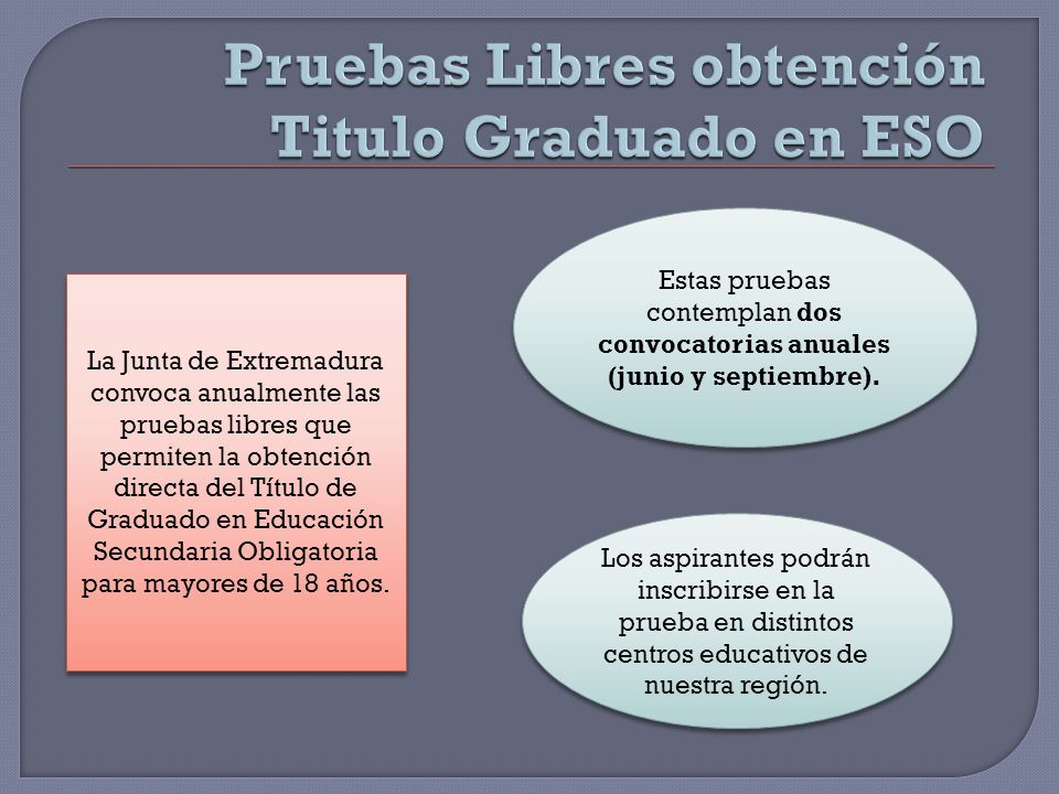 Pruebas Libres obtención Titulo Graduado en ESO