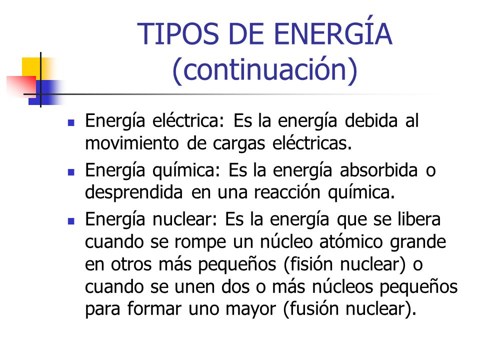 TIPOS DE ENERGÍA (continuación)