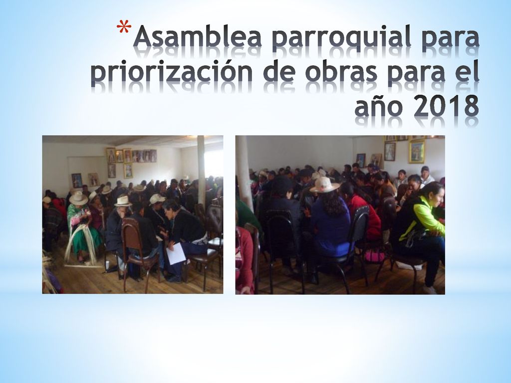 Asamblea parroquial para priorización de obras para el año 2018