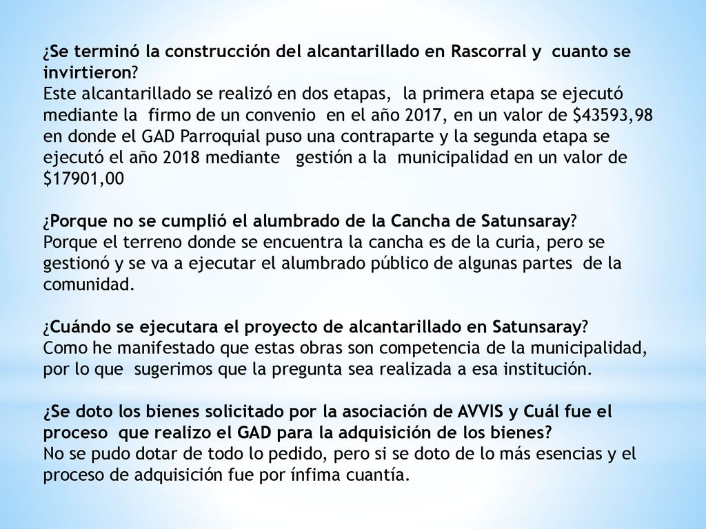 ¿Se terminó la construcción del alcantarillado en Rascorral y cuanto se invirtieron