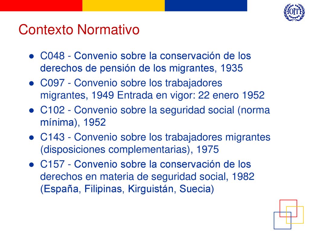 Contexto Normativo C048 - Convenio sobre la conservación de los derechos de pensión de los migrantes,