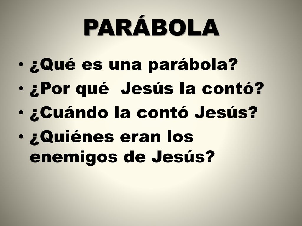 PARÁBOLA ¿Qué es una parábola ¿Por qué Jesús la contó