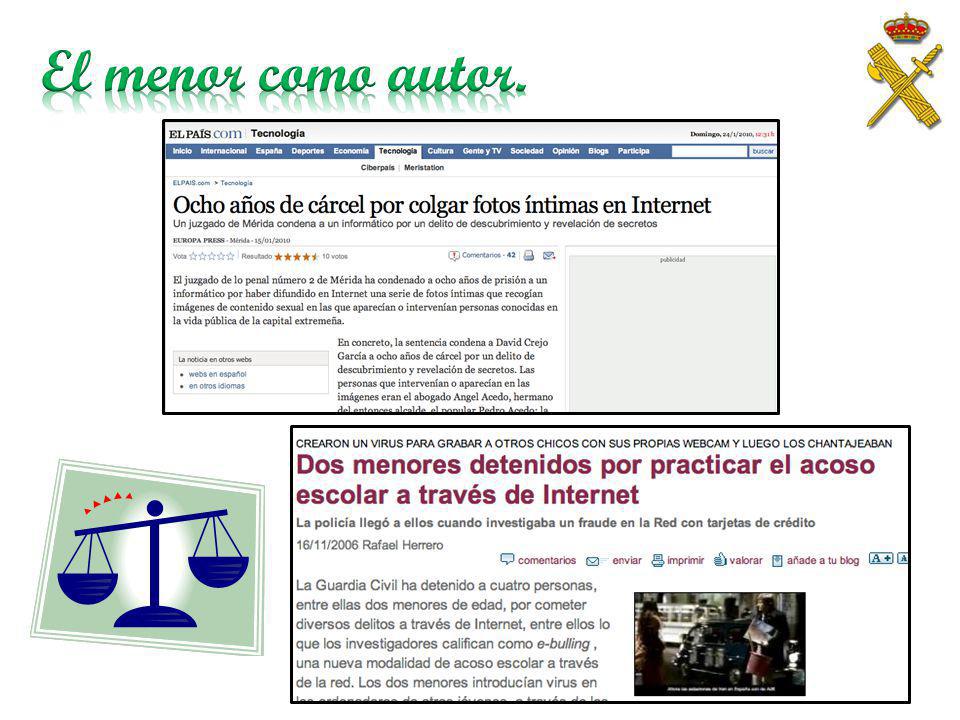 El menor como autor. Ejemplos diarios de detenciones sobre menores autores.