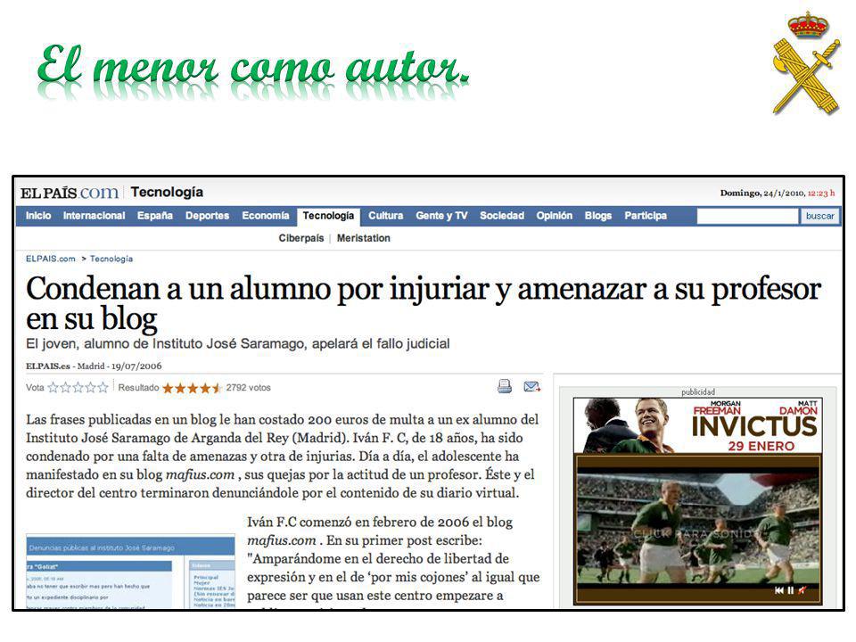 El menor como autor. Ejemplos diarios de detenciones sobre menores autores.