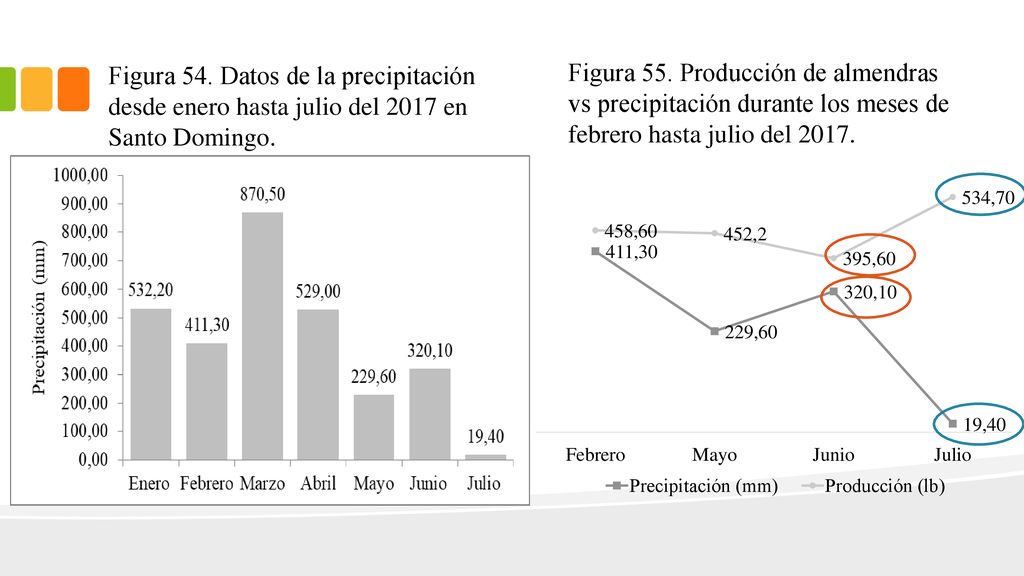 Figura 54. Datos de la precipitación desde enero hasta julio del 2017 en Santo Domingo.