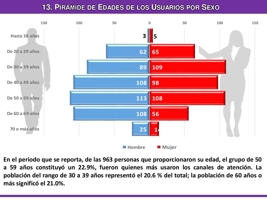 13. Pirámide de Edades de los Usuarios por Sexo