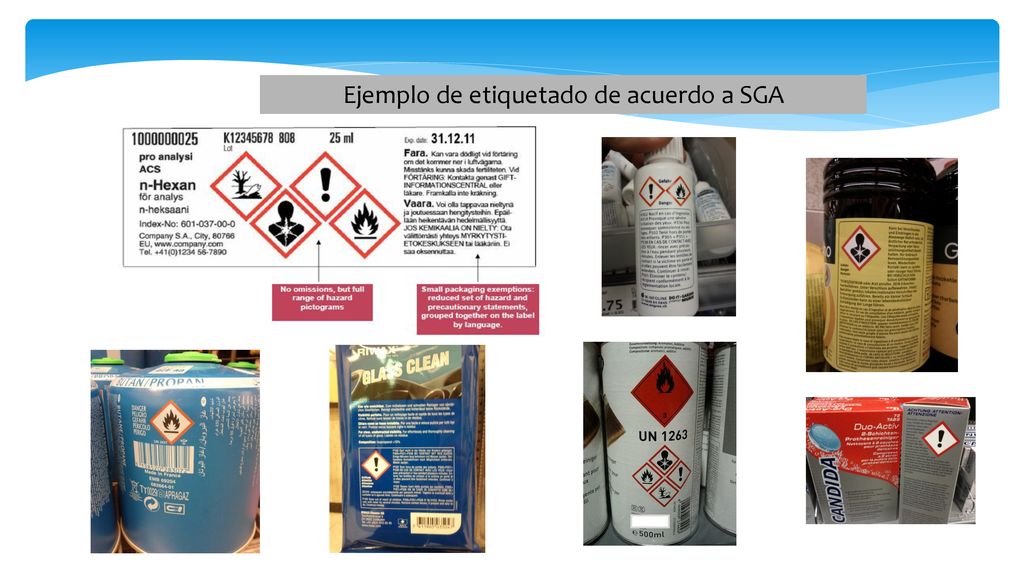 Ejemplo de etiquetado de acuerdo a SGA