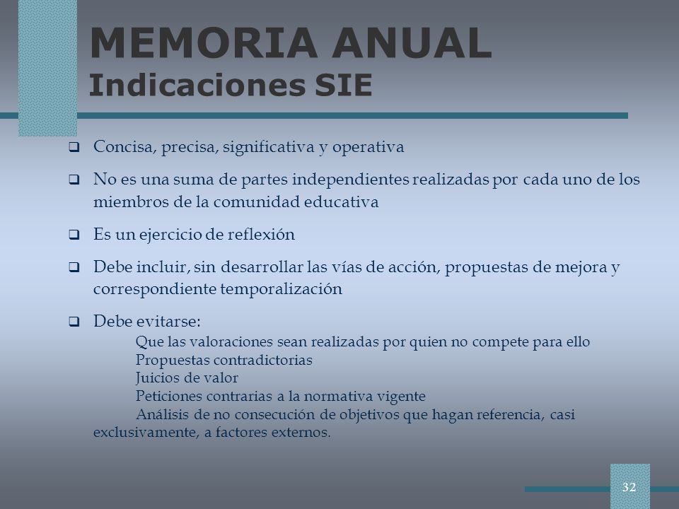 MEMORIA ANUAL Indicaciones SIE