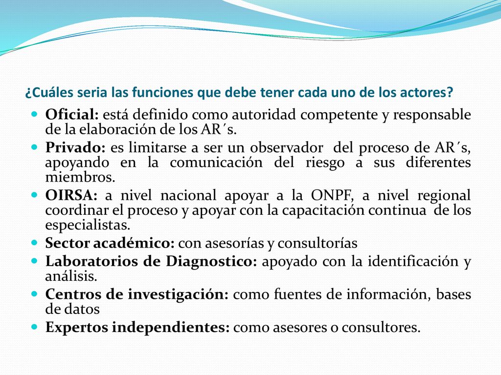 ¿Cuáles seria las funciones que debe tener cada uno de los actores