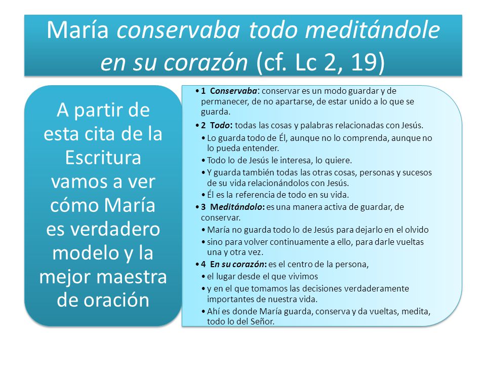 María conservaba todo meditándole en su corazón (cf. Lc 2, 19)