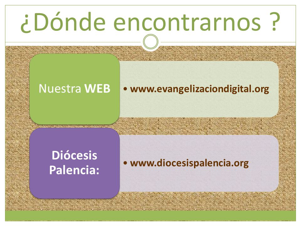 ¿Dónde encontrarnos Diócesis Palencia: Nuestra WEB