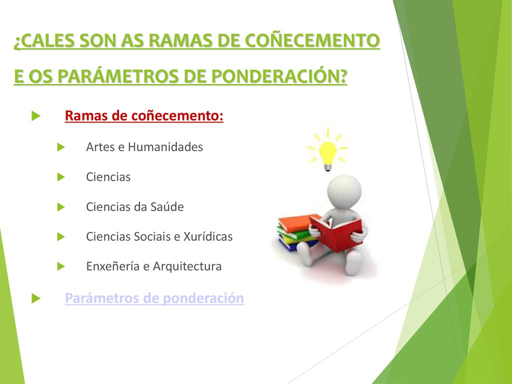 ¿CALES SON AS RAMAS DE COÑECEMENTO E OS PARÁMETROS DE PONDERACIÓN