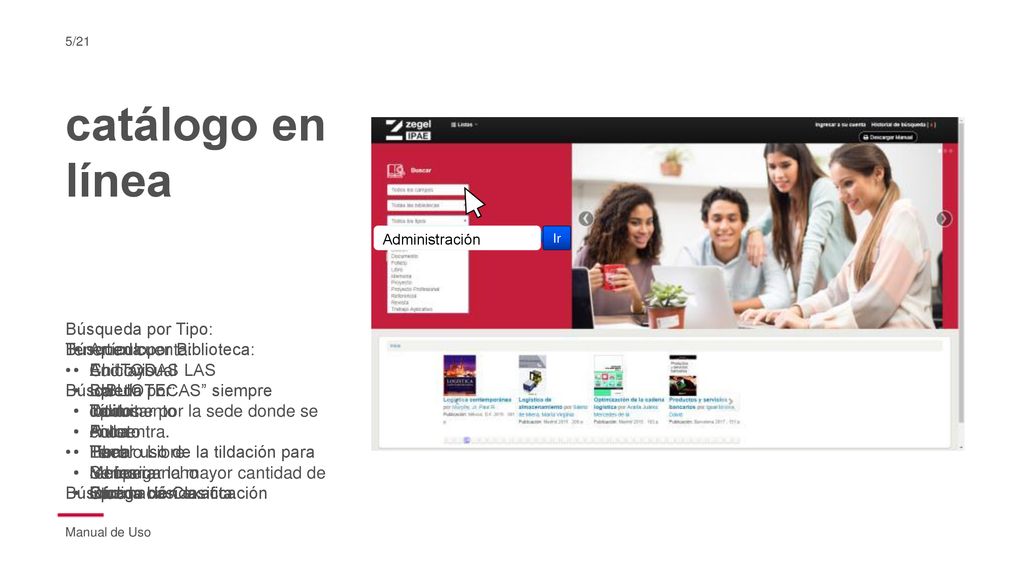 catálogo en línea Búsqueda básica. Búsqueda por Tipo: Artículo