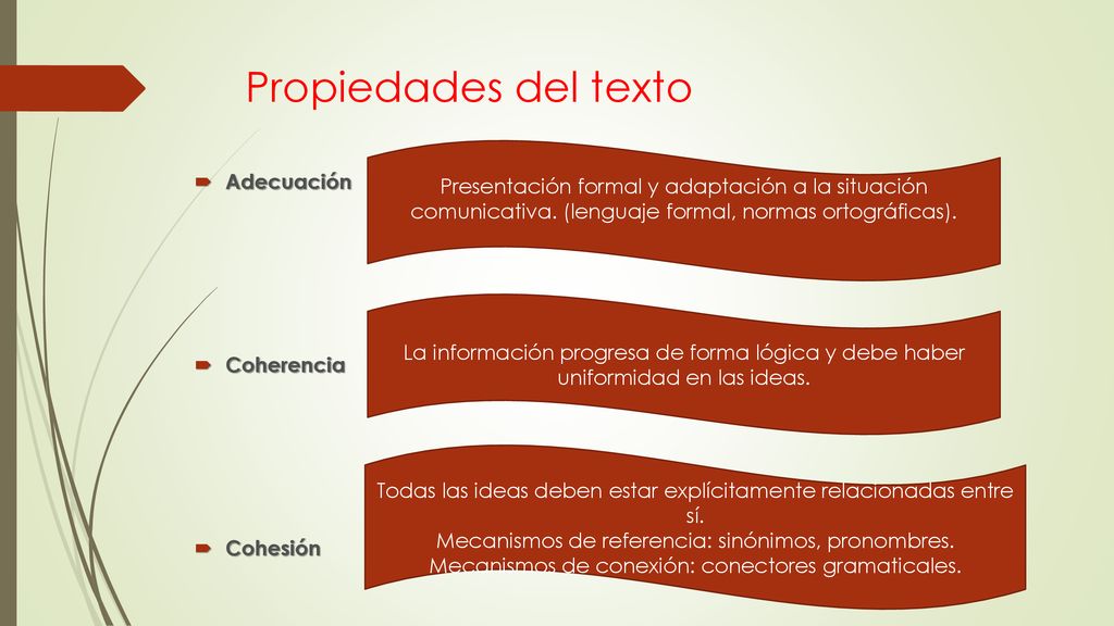 Propiedades del texto Presentación formal y adaptación a la situación comunicativa. (lenguaje formal, normas ortográficas).