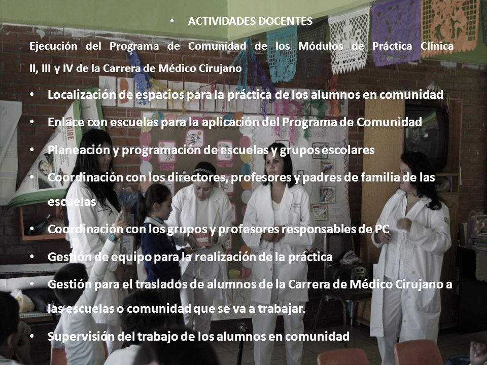 Localización de espacios para la práctica de los alumnos en comunidad