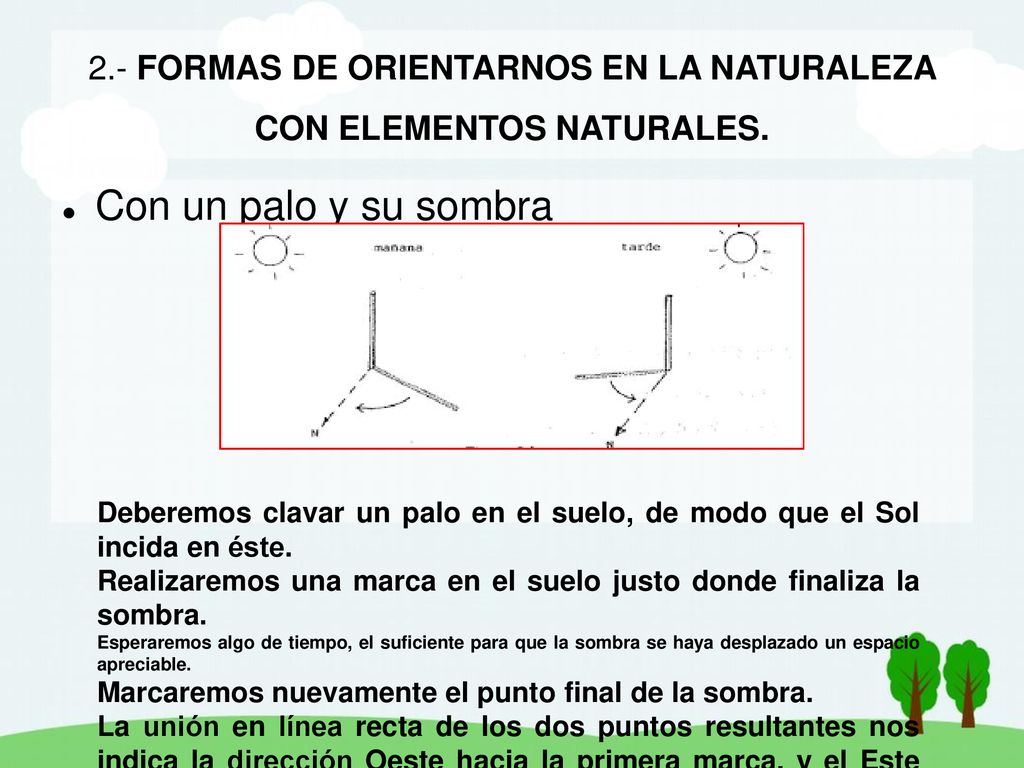 2.- FORMAS DE ORIENTARNOS EN LA NATURALEZA CON ELEMENTOS NATURALES.
