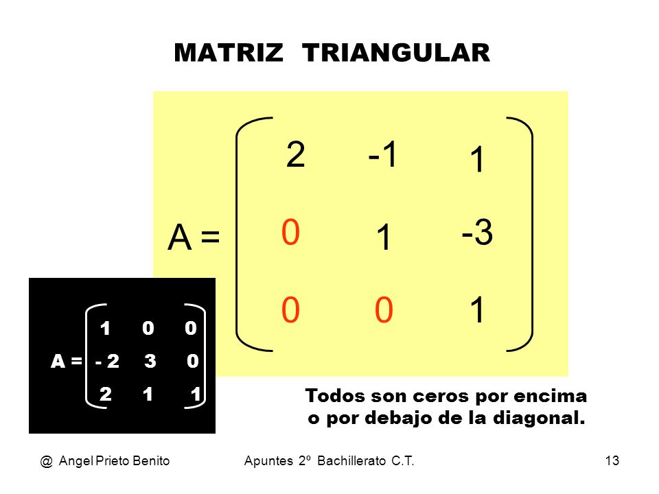 A = 1 1 MATRIZ TRIANGULAR A =