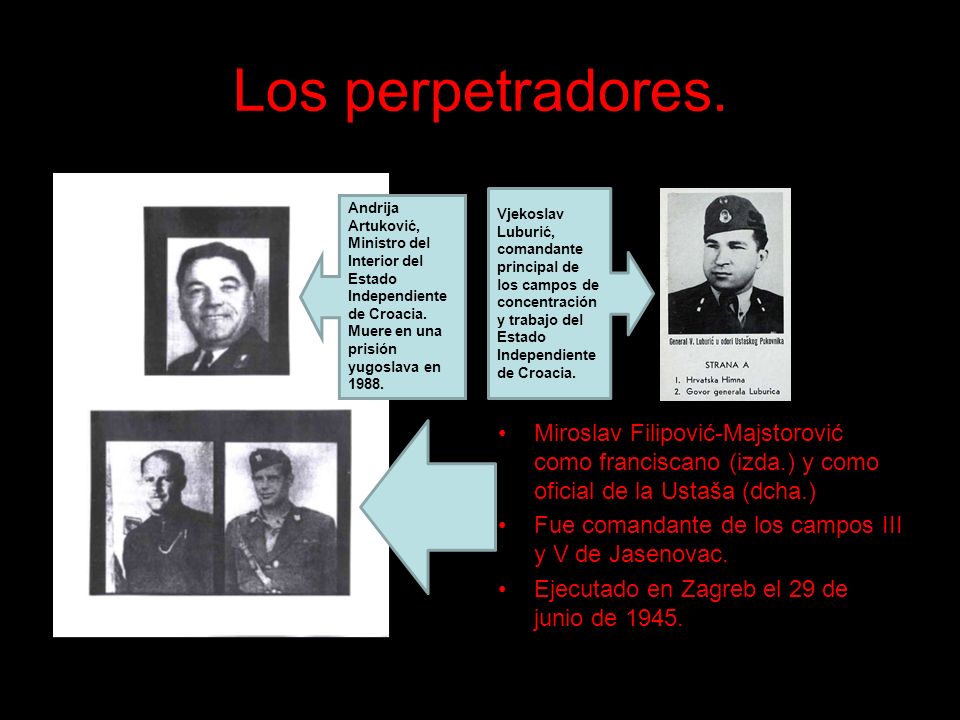 Los perpetradores. Vjekoslav Luburić, comandante principal de los campos de concentración y trabajo del Estado Independiente de Croacia.