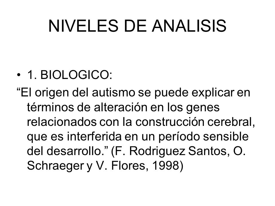NIVELES DE ANALISIS 1. BIOLOGICO: