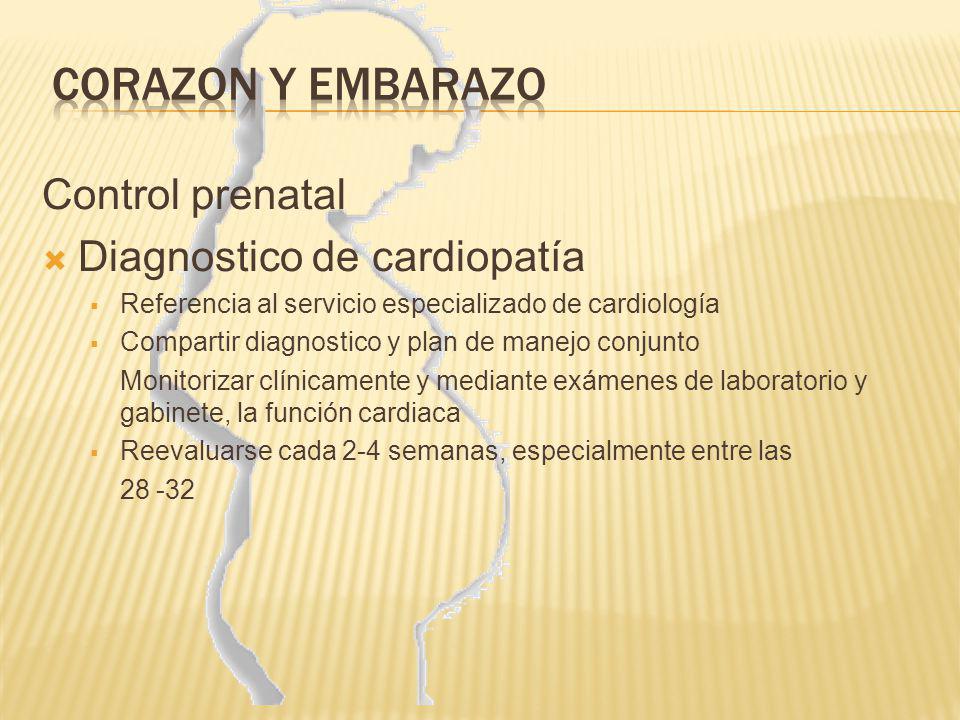 CORAZON Y EMBARAZO Control prenatal Diagnostico de cardiopatía
