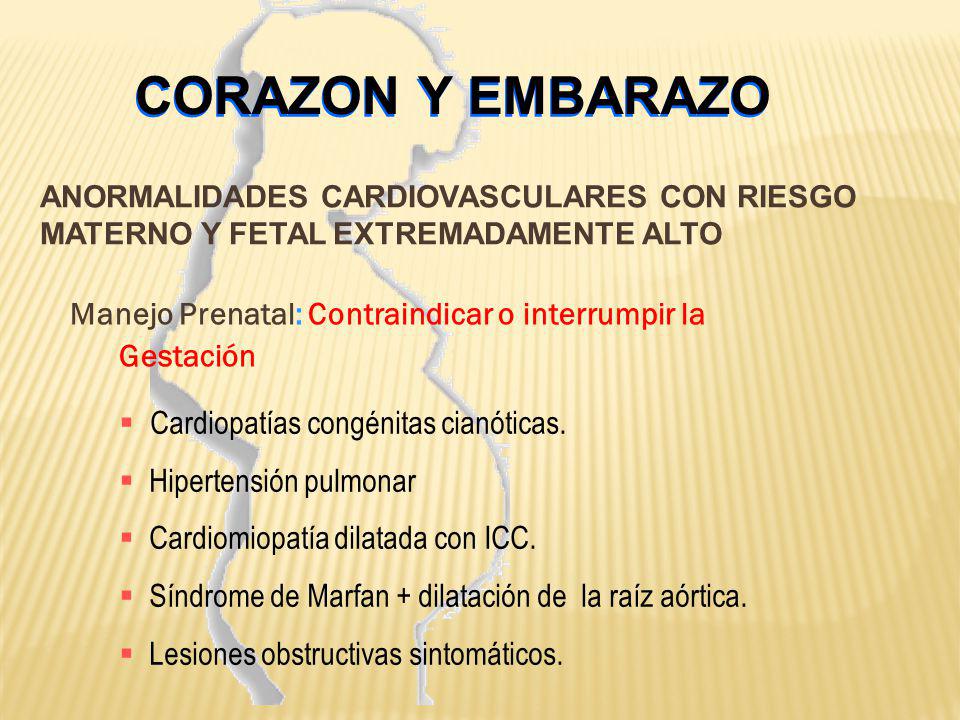 CORAZON Y EMBARAZO Manejo Prenatal: Contraindicar o interrumpir la
