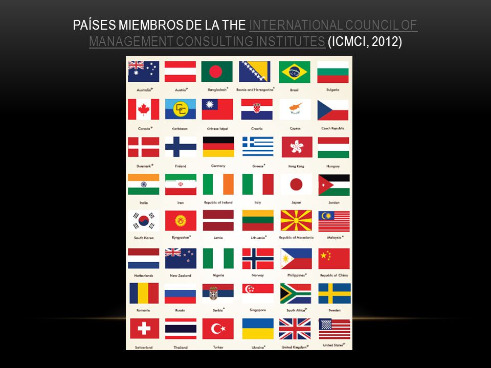 Países miembros de la The International Council of Management Consulting Institutes (ICMCI, 2012)
