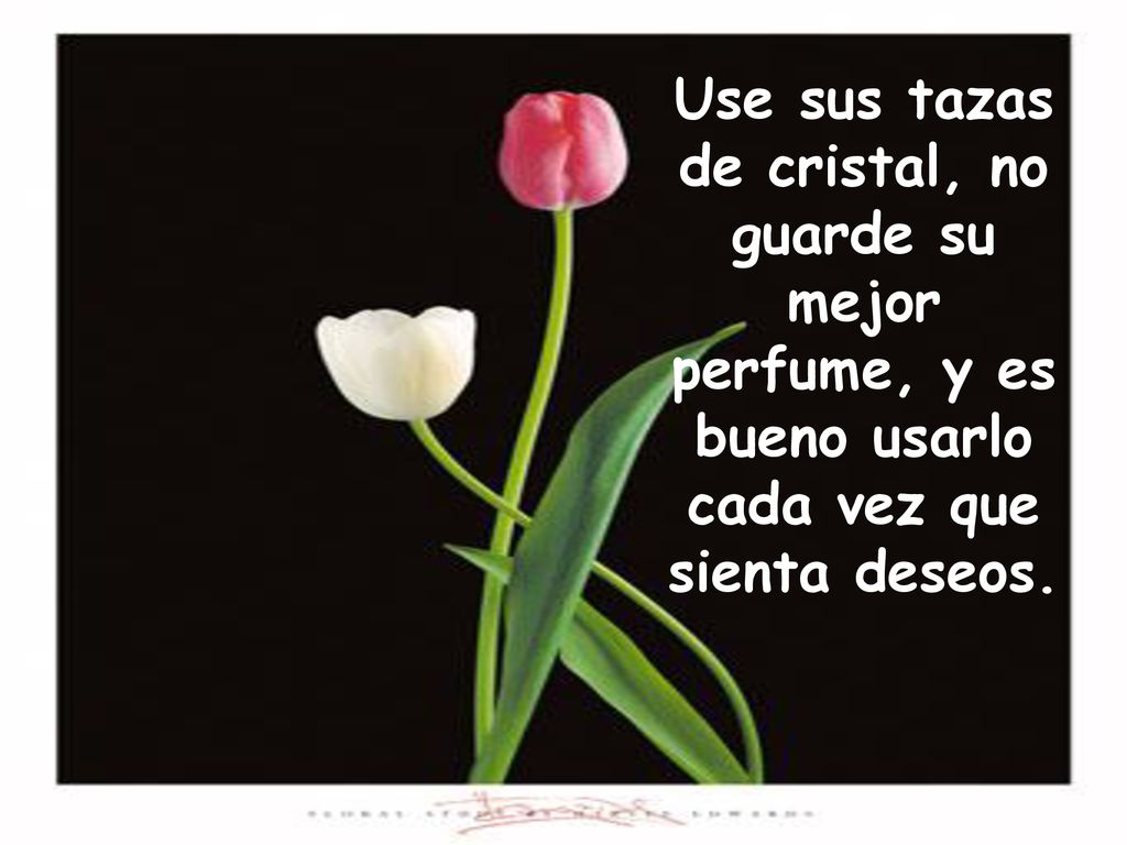Use sus tazas de cristal, no guarde su mejor perfume, y es bueno usarlo cada vez que sienta deseos.