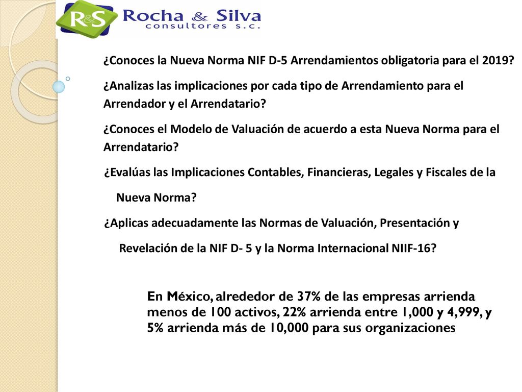 ¿Conoces la Nueva Norma NIF D-5 Arrendamientos obligatoria para el 2019
