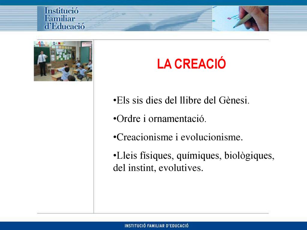 LA CREACIÓ Els sis dies del llibre del Gènesi. Ordre i ornamentació.
