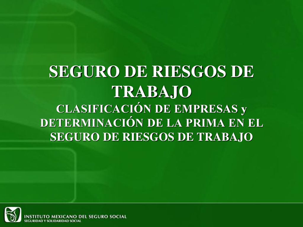 SEGURO DE RIESGOS DE TRABAJO CLASIFICACIÓN DE EMPRESAS y DETERMINACIÓN DE LA PRIMA EN EL SEGURO DE RIESGOS DE TRABAJO