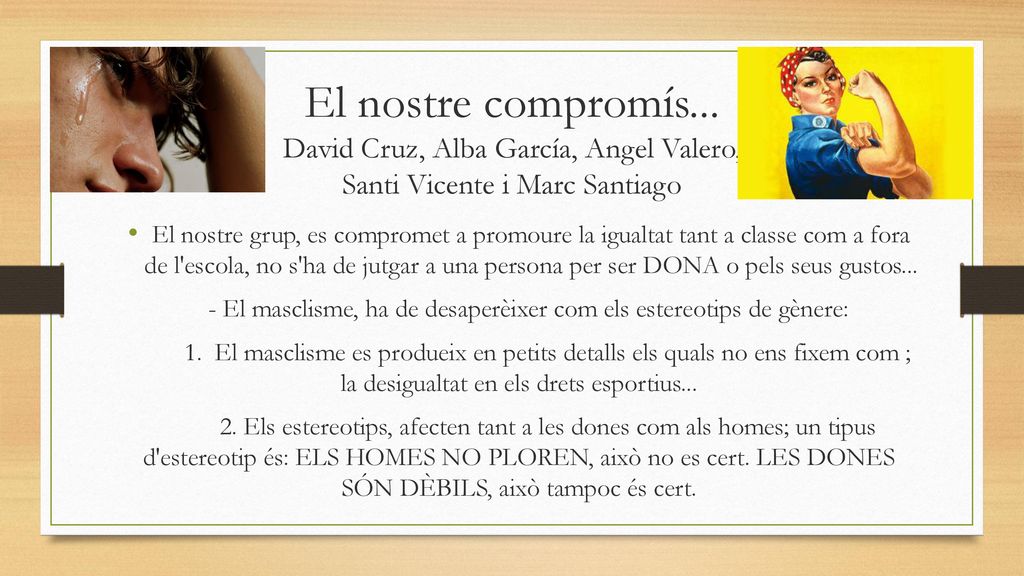 - El masclisme, ha de desaperèixer com els estereotips de gènere: