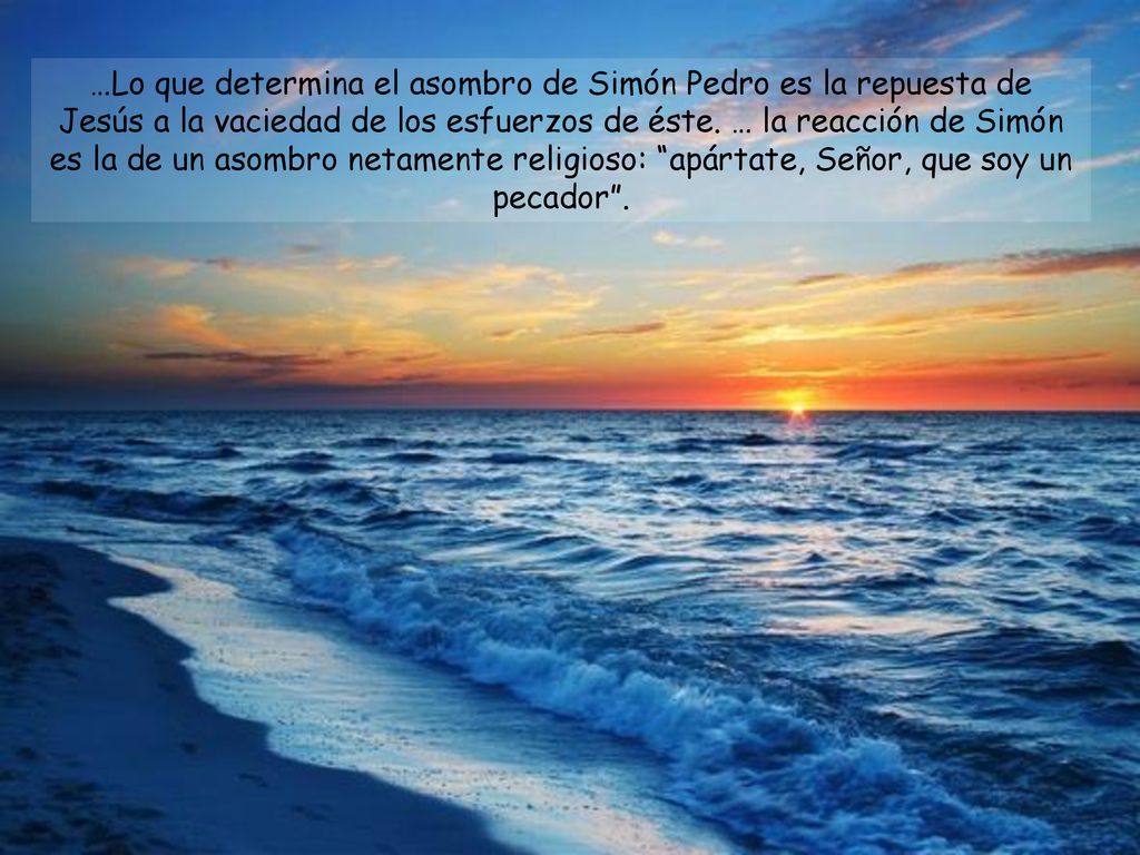 …Lo que determina el asombro de Simón Pedro es la repuesta de Jesús a la vaciedad de los esfuerzos de éste.
