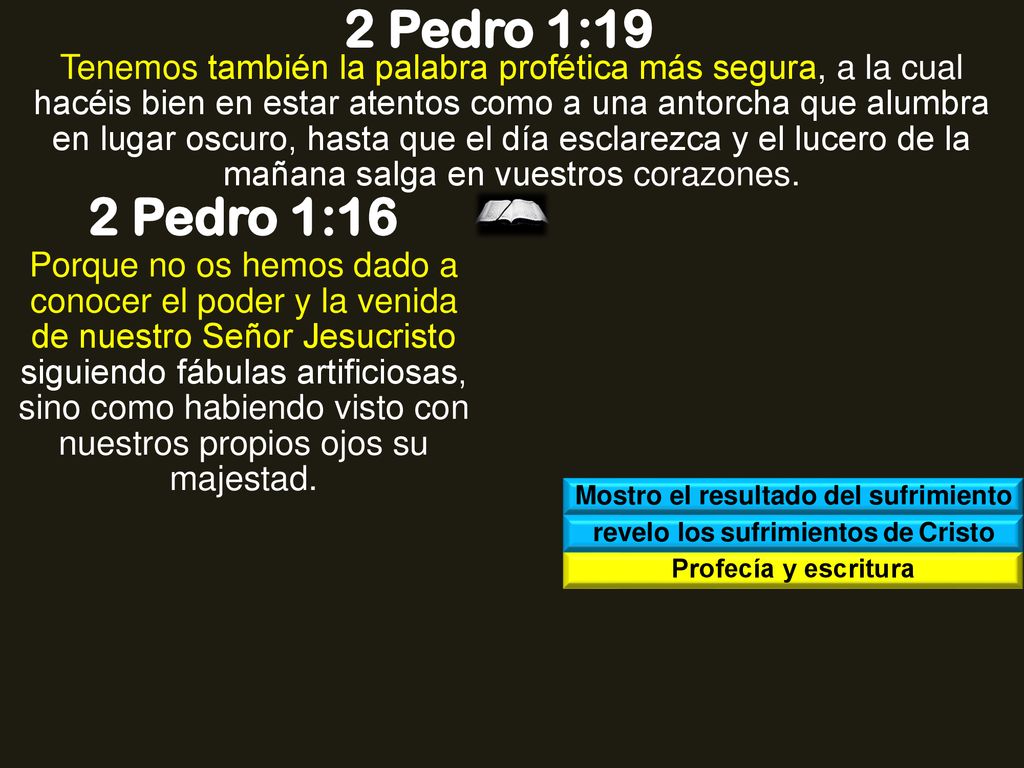 Mostro el resultado del sufrimiento revelo los sufrimientos de Cristo
