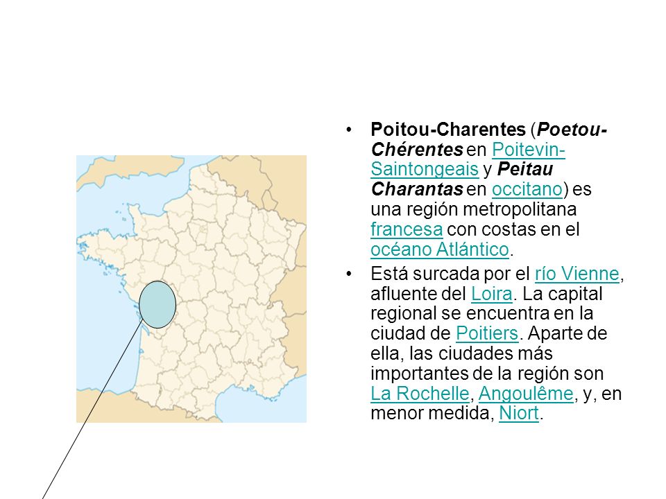 Poitou-Charentes (Poetou-Chérentes en Poitevin-Saintongeais y Peitau Charantas en occitano) es una región metropolitana francesa con costas en el océano Atlántico.