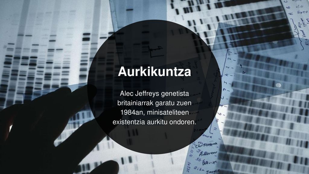 Aurkikuntza Alec Jeffreys genetista britainiarrak garatu zuen 1984an, minisateliteen existentzia aurkitu ondoren.