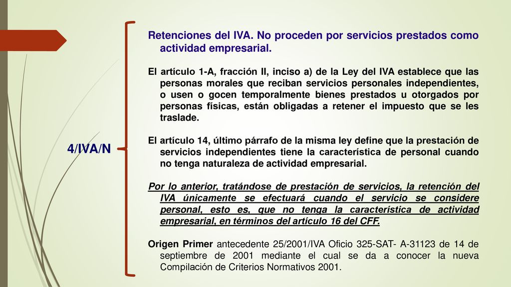 Retenciones del IVA. No proceden por servicios prestados como actividad empresarial.