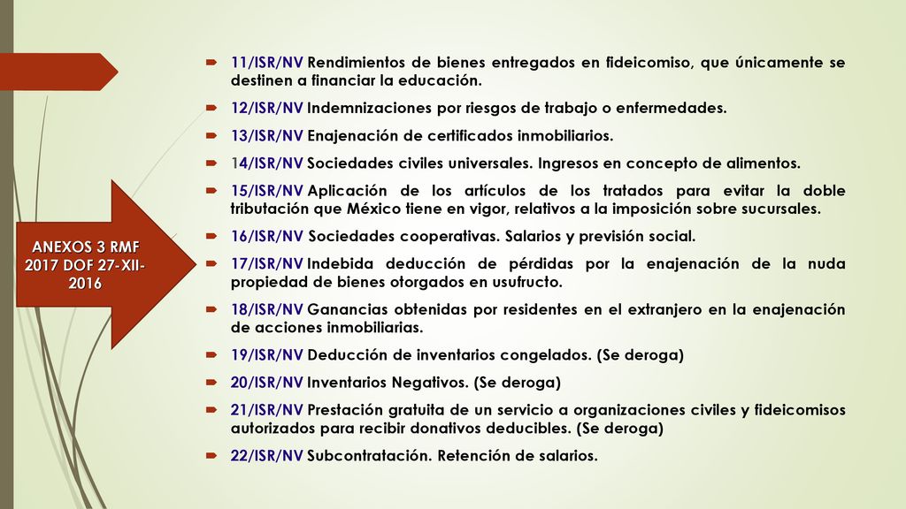 11/ISR/NV Rendimientos de bienes entregados en fideicomiso, que únicamente se destinen a financiar la educación.