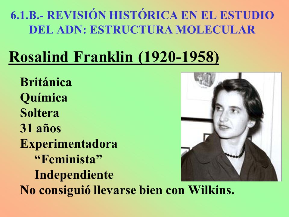 6.1.B.- REVISIÓN HISTÓRICA EN EL ESTUDIO DEL ADN: ESTRUCTURA MOLECULAR