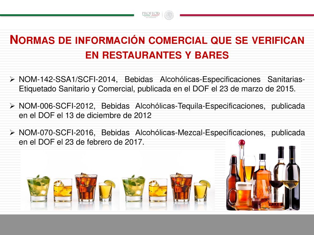 Normas de información comercial que se verifican en restaurantes y bares