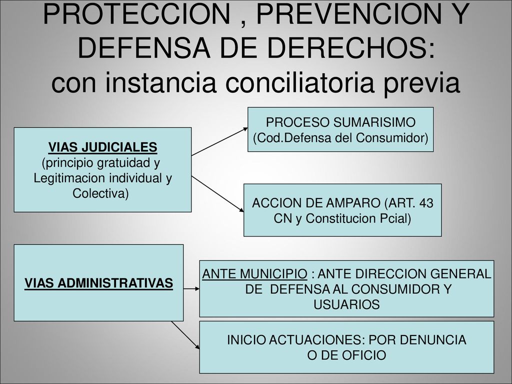 PROTECCION , PREVENCION Y DEFENSA DE DERECHOS: con instancia conciliatoria previa