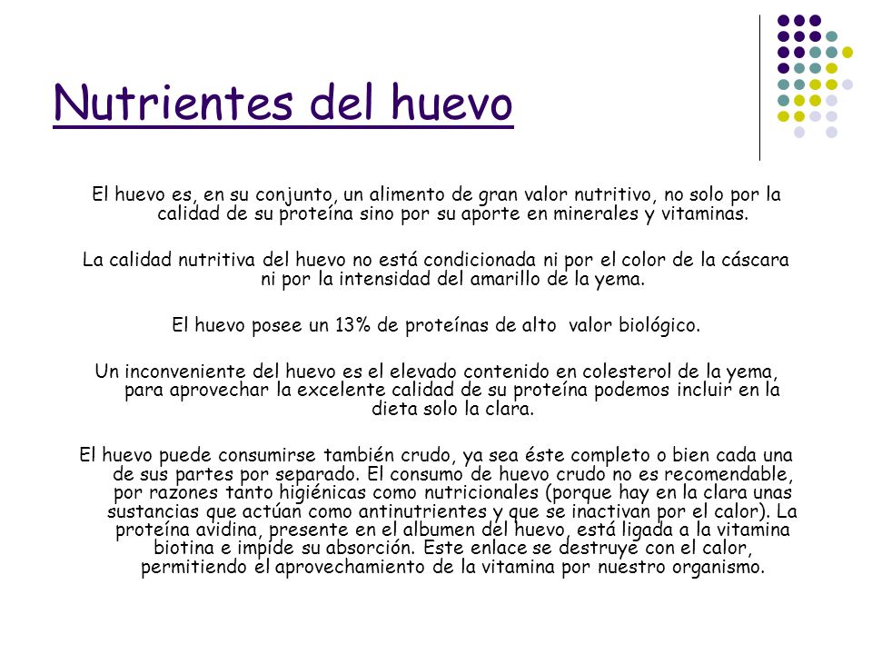 El huevo posee un 13% de proteínas de alto valor biológico.