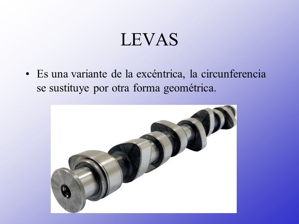 LEVAS Es una variante de la excéntrica, la circunferencia se sustituye por otra forma geométrica.