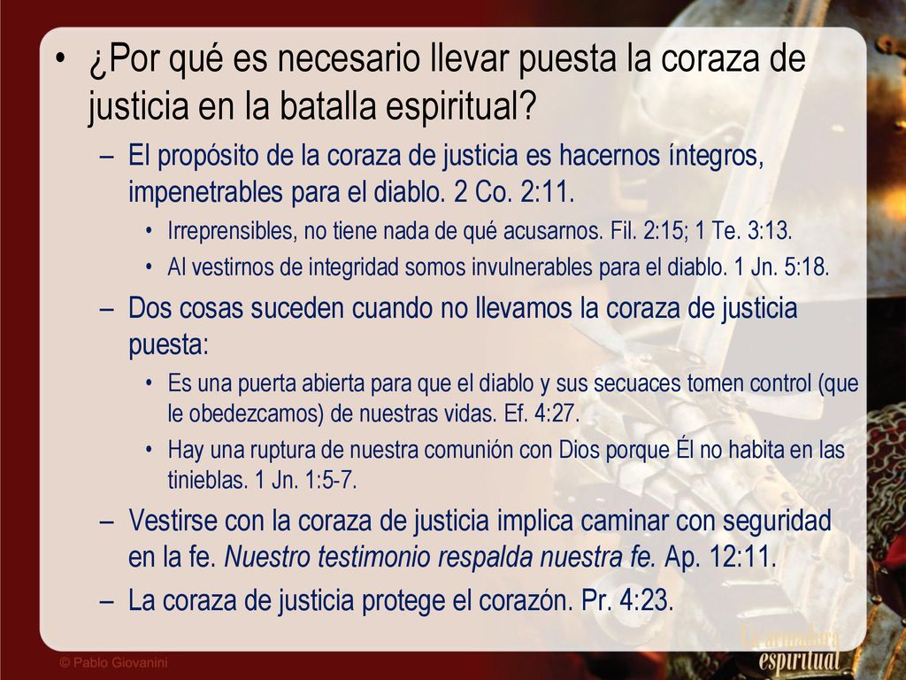 ¿Por qué es necesario llevar puesta la coraza de justicia en la batalla espiritual