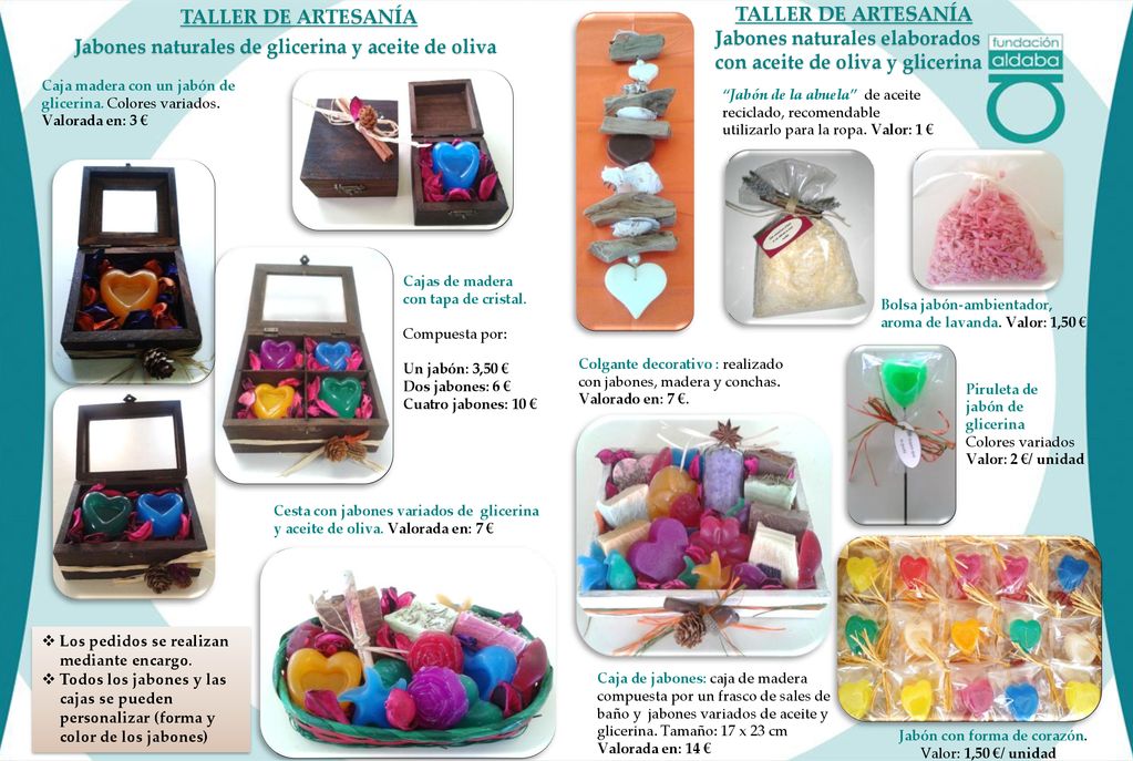 Productos elaborados en el Taller de Artesanía