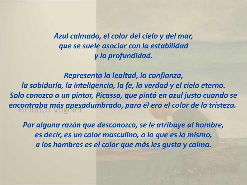 Heinrich Vogeler Azul calmado, el color del cielo y del mar,